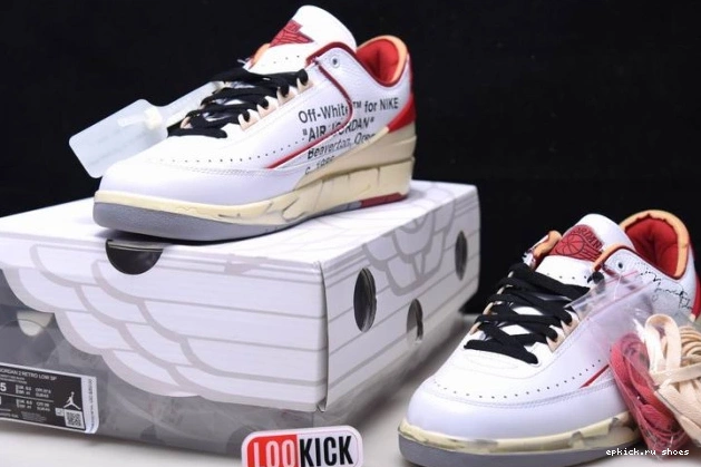 Cheap Jordan Off-White SP Low 2 DJ4375-106 Retro Red White 0807